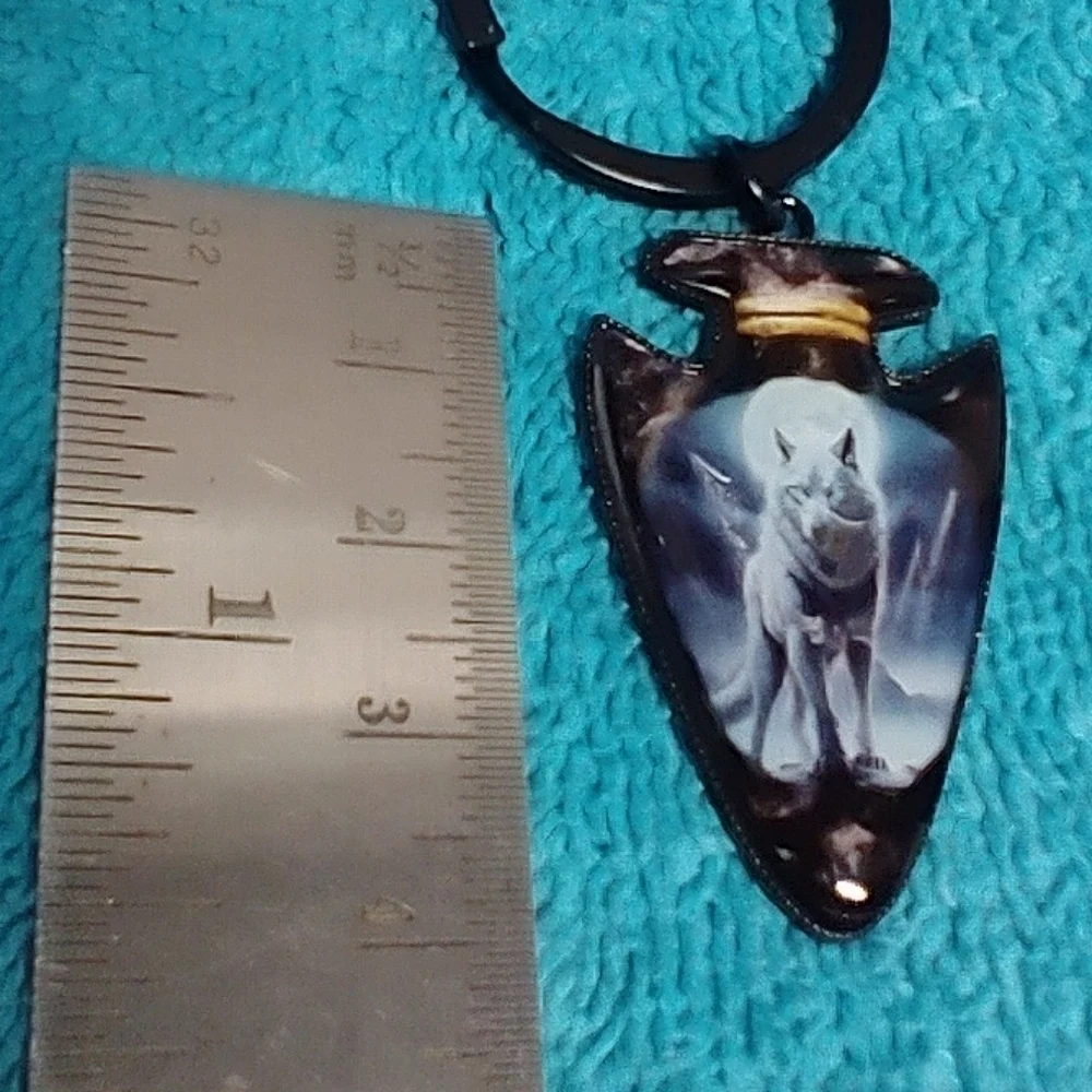 Wolf Moon Keychain Arrowhead